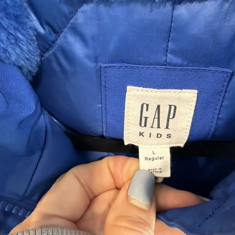 Gap Kids Girl Cold Control Ultra Max Down Parka Coat Blue Size Lg
